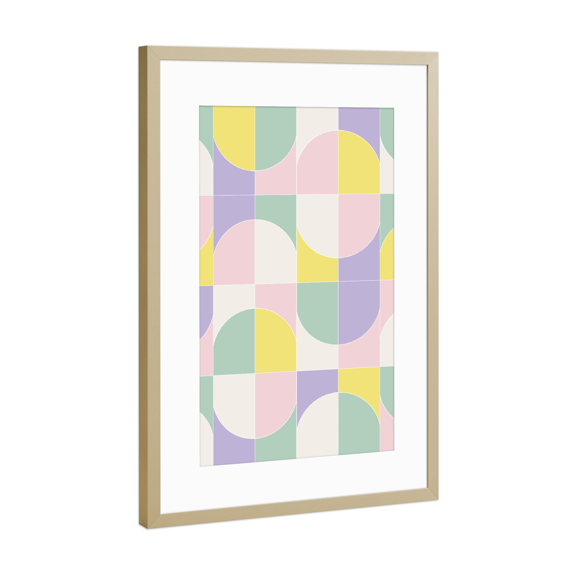 Poster mit Rahmen Gold "Bold Geo Tiles Fünfte" artboxONE - Geometrie