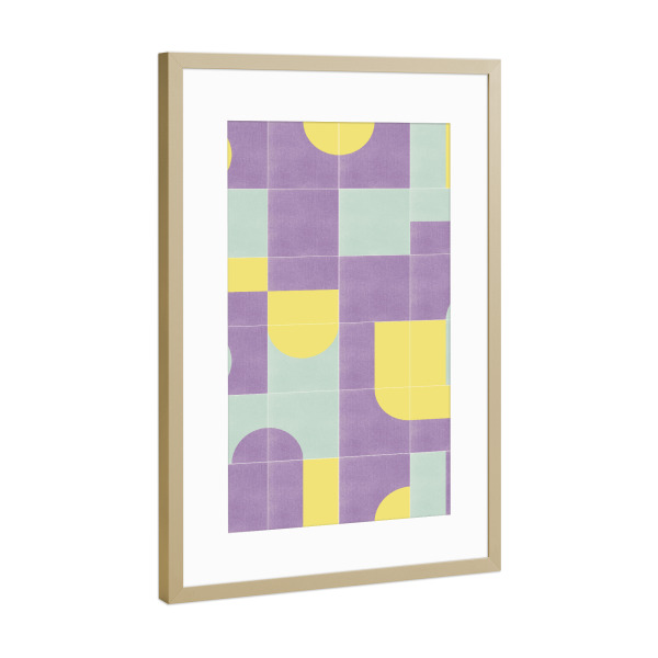 Poster mit Rahmen Gold "Siebte Retro-Fliesen" artboxONE - Geometrie