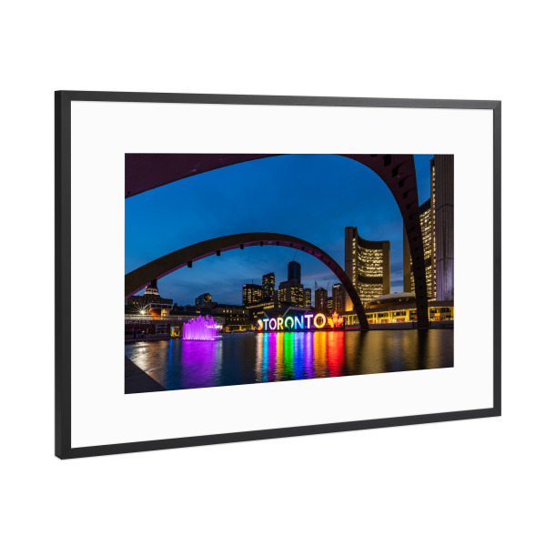 Poster mit Rahmen Schwarz (Metallic) "Stadtzentrum von Toronto" artboxONE - Architektur