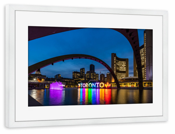 Poster mit Rahmen weiß "Stadtzentrum von Toronto" artboxONE - Architektur