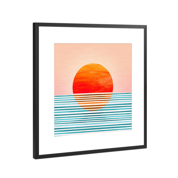 Poster mit Rahmen Schwarz (Metallic) "Minimalistischer Sonnenuntergang" artboxONE - Natur,Abstrakt