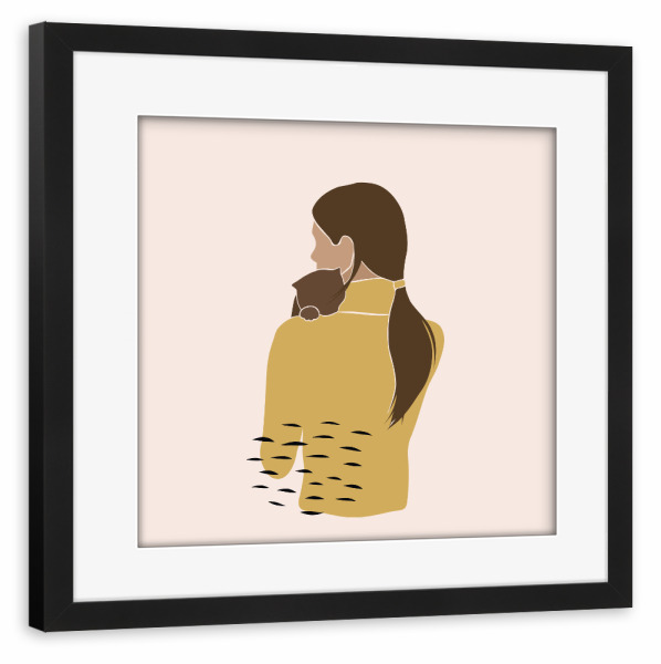 Poster mit Rahmen schwarz "Me and my cat brown" artboxONE - Tiere,Menschen,Liebe