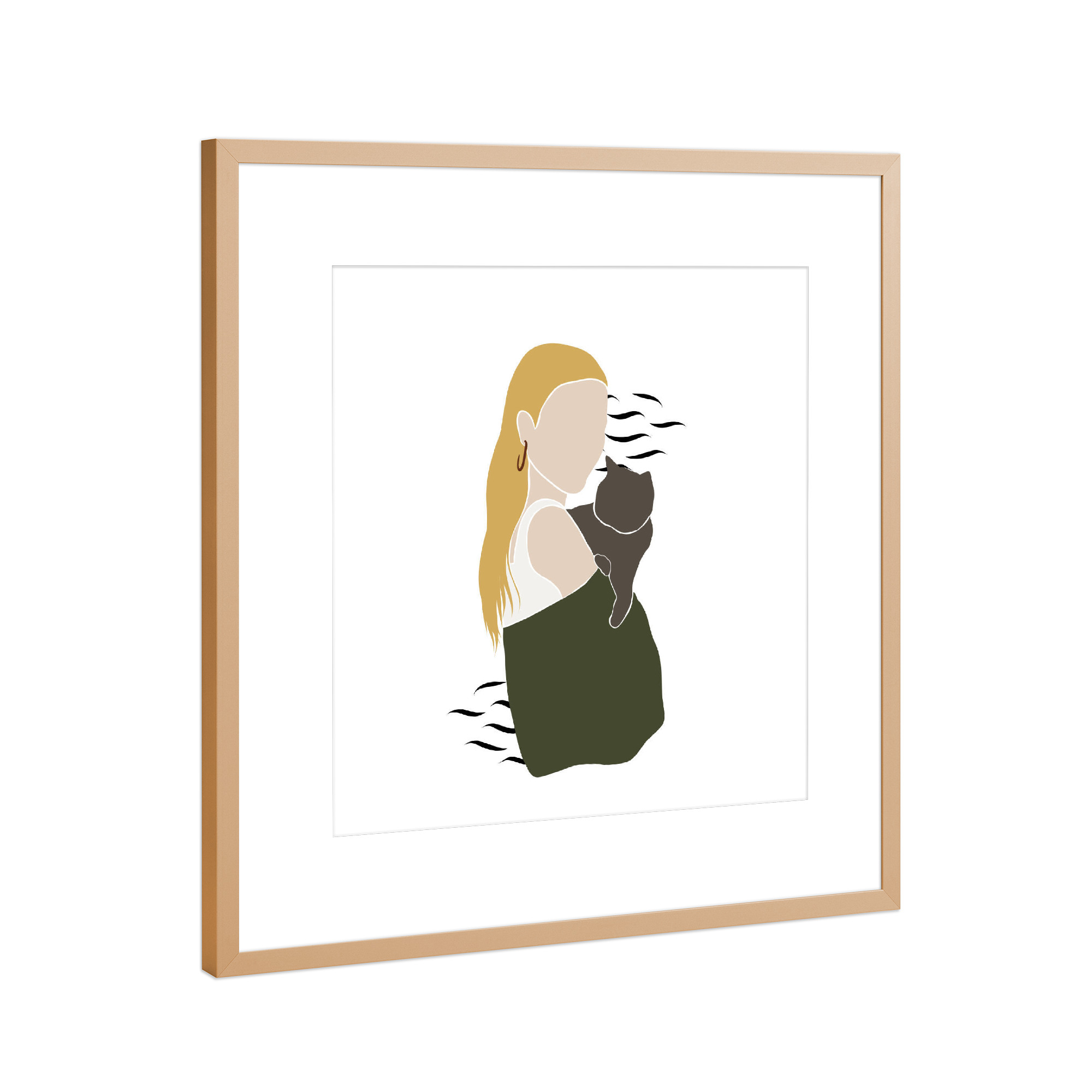 Poster mit Rahmen Kupfer "Me and my cat blond/brown" artboxONE - Tiere,Abstrakt,Menschen,Liebe