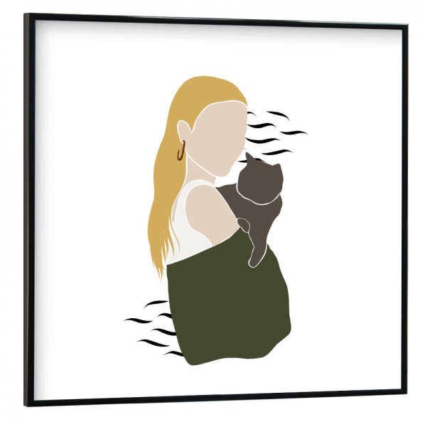 Poster mit schwarzem Rahmen 30x30 cm "Me and my cat blond/brown" artboxONE - Tiere,Abstrakt,Menschen,Liebe