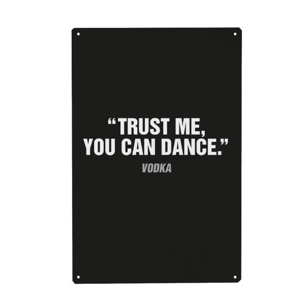 Holzbild "Vertrauen weiß-schwarz" artboxONE - Typografie,Schwarzweiß,Musik,Essen & Trinken / Alkohol,Lustig