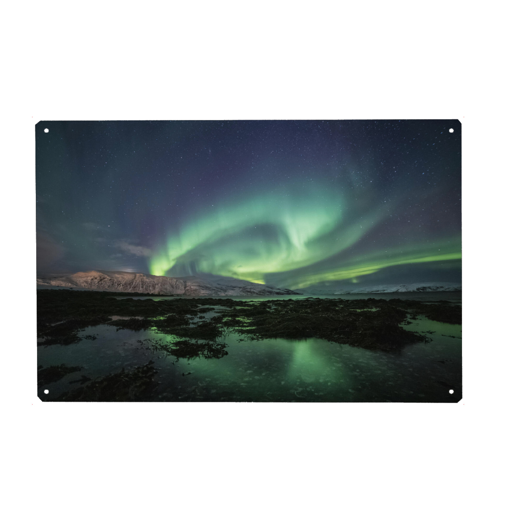Metall Poster "Nordlichtküste" artboxONE - Natur,Galaxy