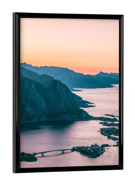Poster mit schwarzem Rahmen "Lofoten Inseln - Abenddämmerung" artboxONE - Natur,Reise