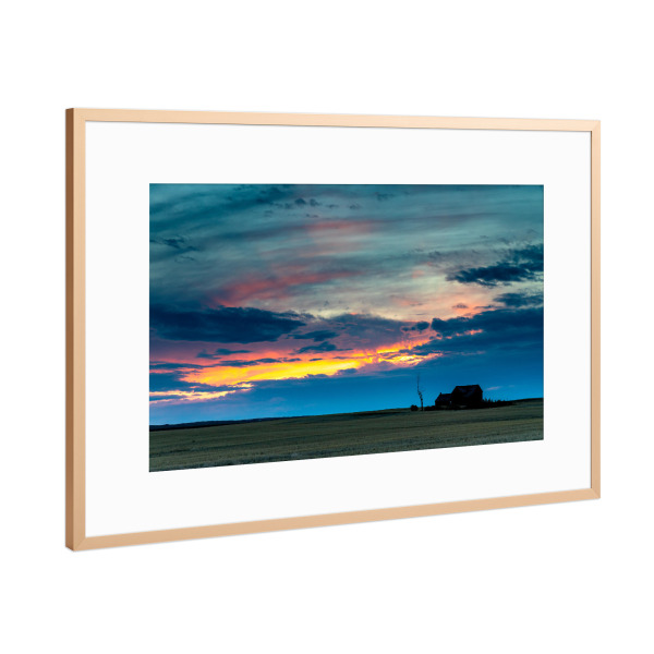 Poster mit Rahmen Kupfer "Farm in der Praerie" artboxONE - Natur,Architektur