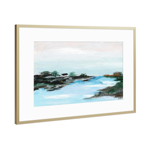 Poster mit Rahmen Gold "Backwater" artboxONE - Natur,Abstrakt