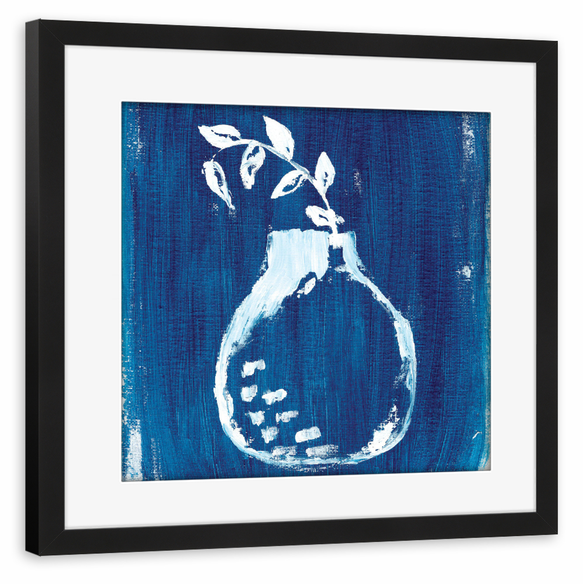 Poster mit Rahmen schwarz "Indigo" artboxONE - Natur,Floral - Indigo art,Wall mural,Still life,Still life art,Home decor,Stillleben,Pflanze,Vase