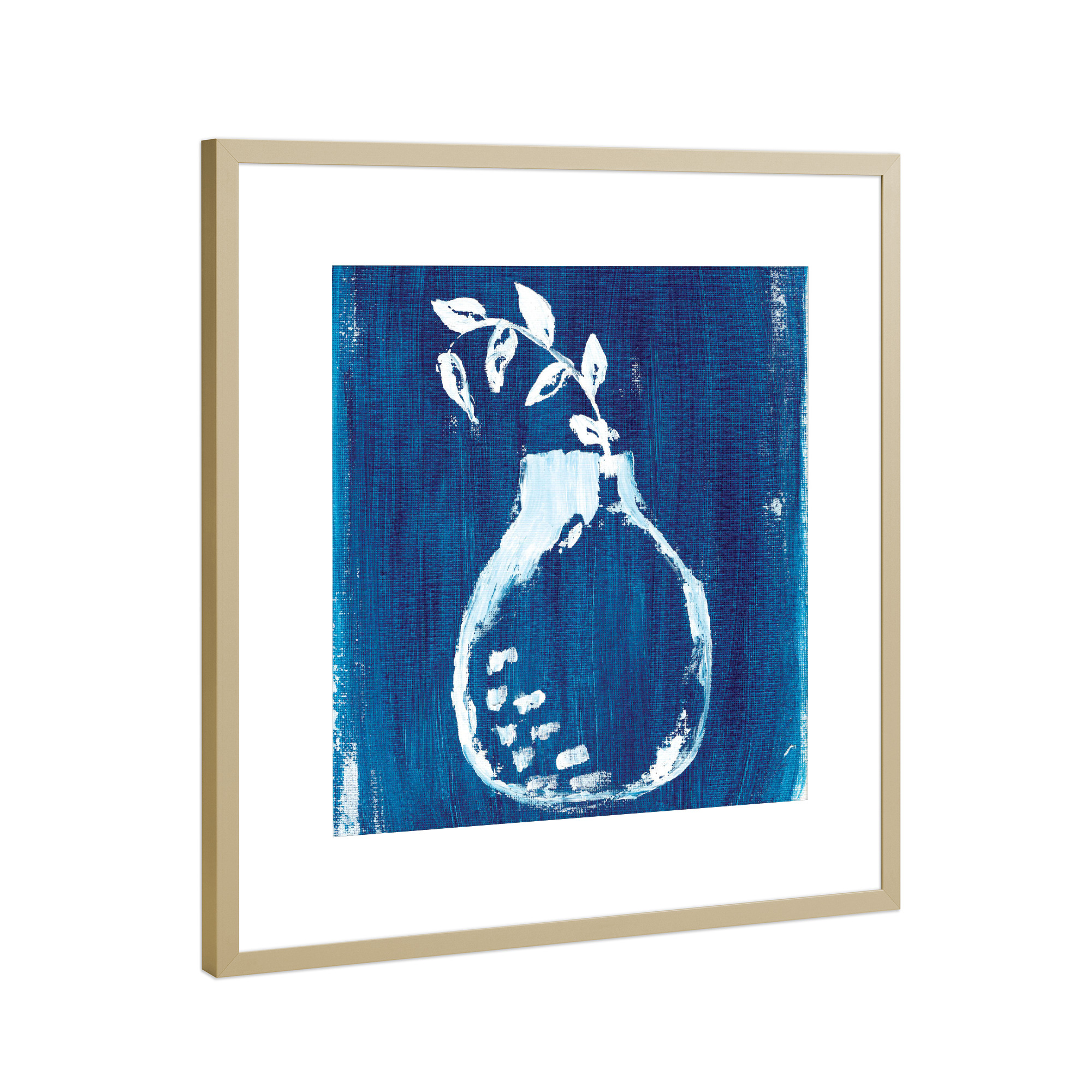 Poster mit Rahmen Gold "Indigo" artboxONE - Natur,Floral - Indigo art,Wall mural,Still life,Still life art,Home decor,Stillleben,Pflanze,Vase