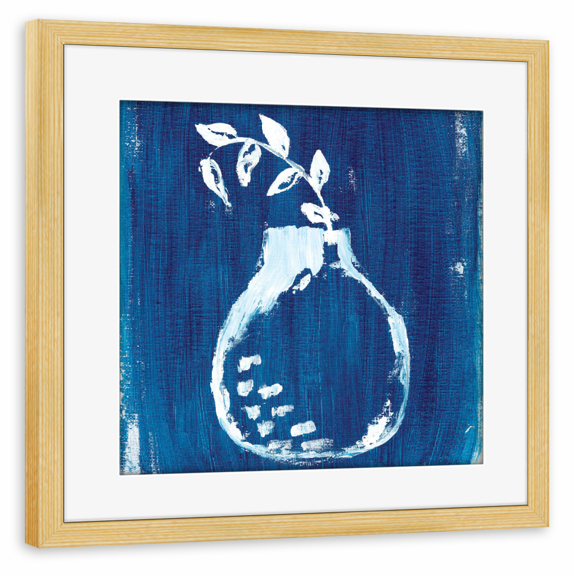 Poster mit Rahmen kiefer "Indigo" artboxONE - Natur,Floral - Indigo art,Wall mural,Still life,Still life art,Home decor,Stillleben,Pflanze,Vase
