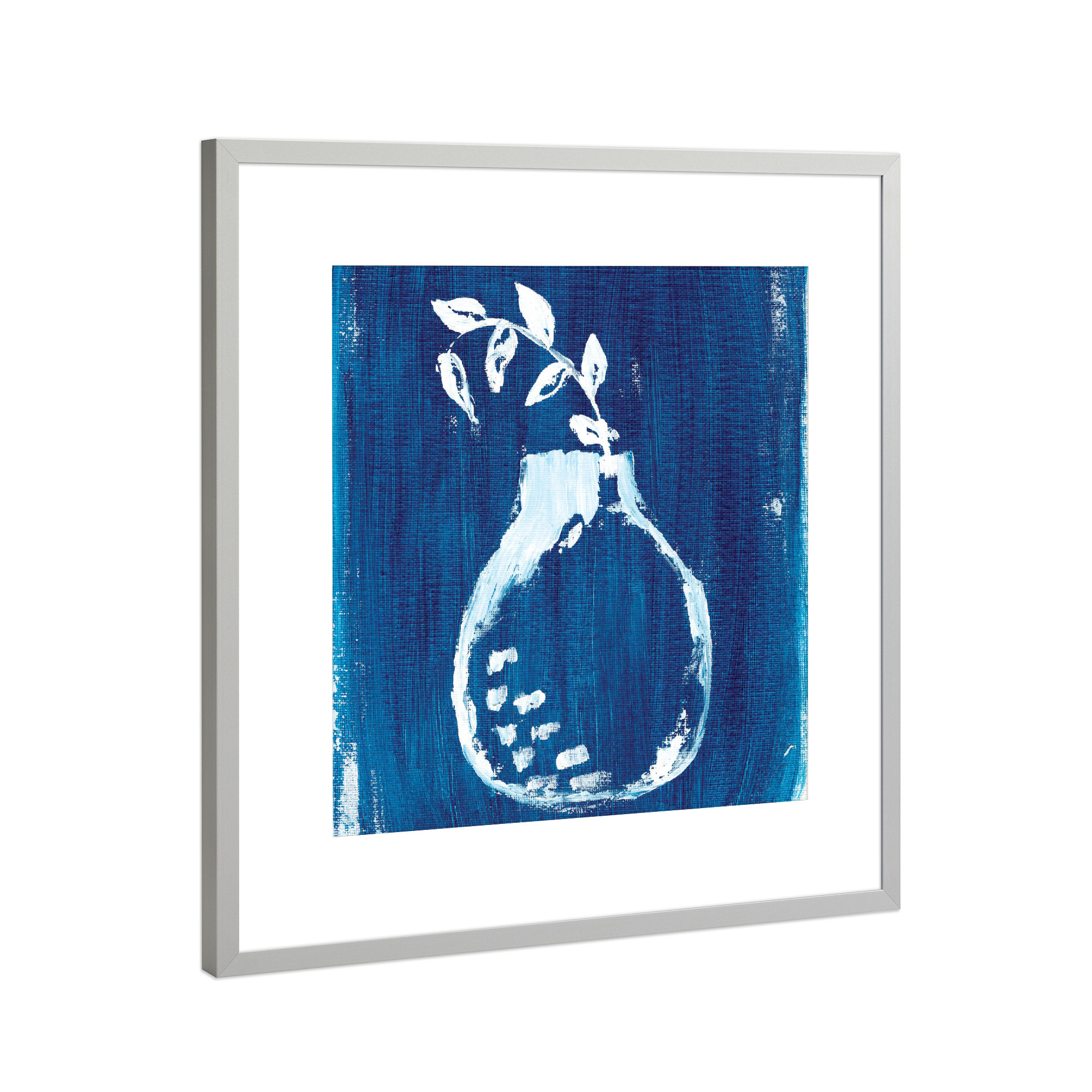 Poster mit Rahmen Silber "Indigo" artboxONE - Natur,Floral - Indigo art,Wall mural,Still life,Still life art,Home decor,Stillleben,Pflanze,Vase