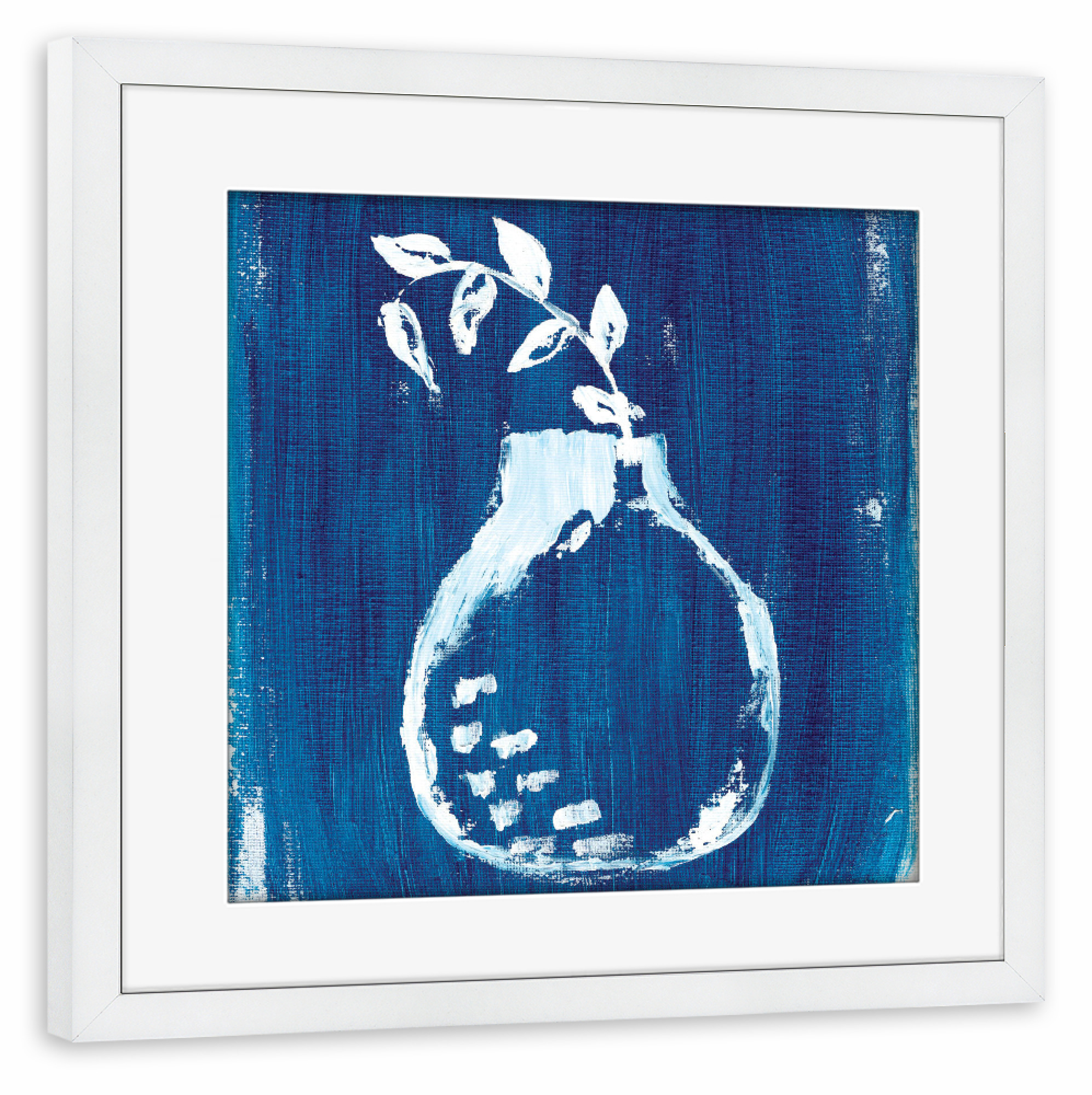 Poster mit Rahmen weiß "Indigo" artboxONE - Natur,Floral - Indigo art,Wall mural,Still life,Still life art,Home decor,Stillleben,Pflanze,Vase