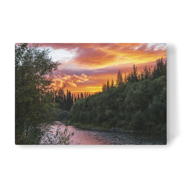 Leinwandbild "Brennender Himmel" artboxONE - Natur,Reise - Alaska,Abend,Fluss,Abendrot,Himmel,Natur,Landschaft