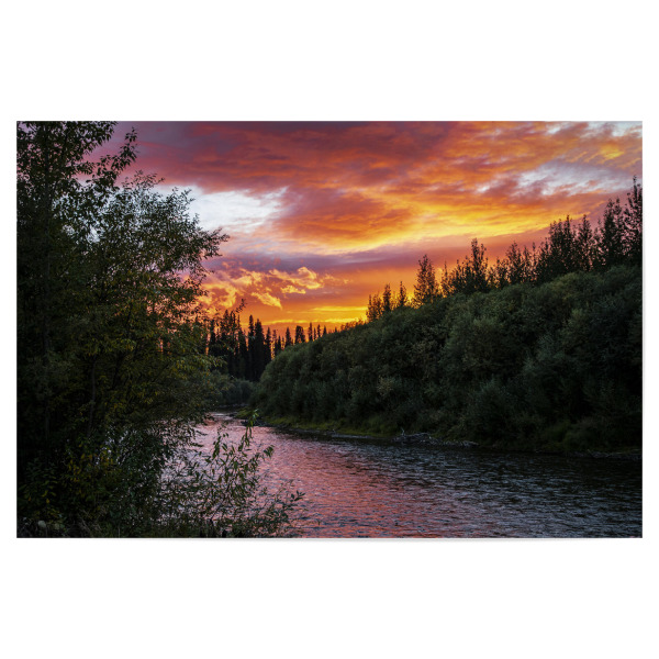 Poster 30x20 cm "Brennender Himmel" artboxONE - Natur,Reise - Alaska,Abend,Fluss,Abendrot,Himmel,Natur,Landschaft