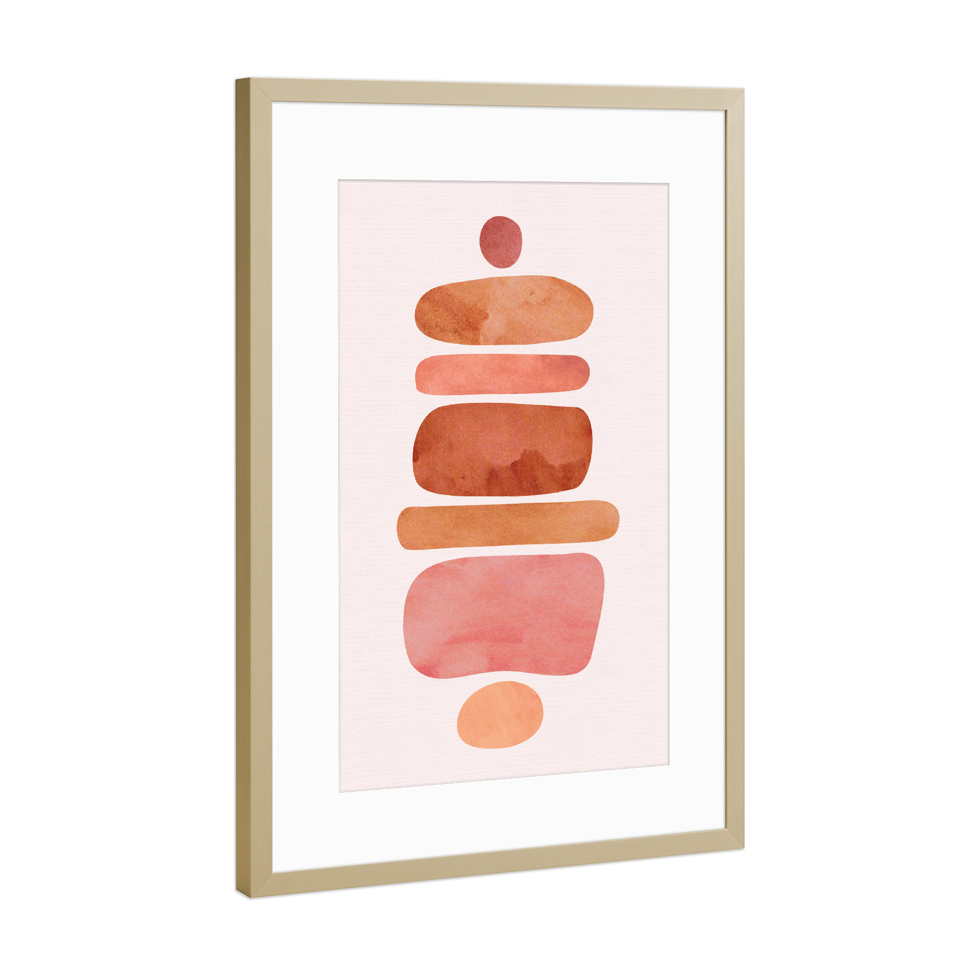 Poster mit Rahmen Gold "Erdige gestapelte Steine" artboxONE - Für Kinder,Abstrakt,Geometrie