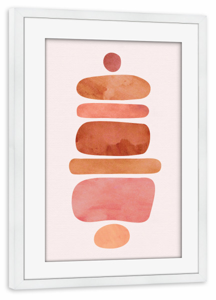 Poster mit Rahmen weiß "Erdige gestapelte Steine" artboxONE - Für Kinder,Abstrakt,Geometrie