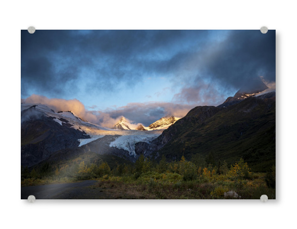 Acrylglasbild "Junger Morgen am Gletscher" artboxONE - Natur,Reise - Berge,Gletscher,Morgenlicht,Alaska,Herbst,Landschaft