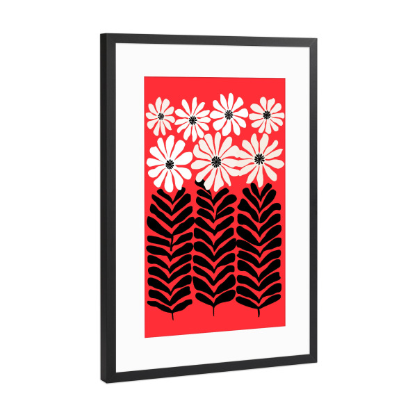 Poster mit Rahmen Schwarz (Metallic) "Moderner Blumenstrauß" artboxONE - Natur,Floral,Für Kinder