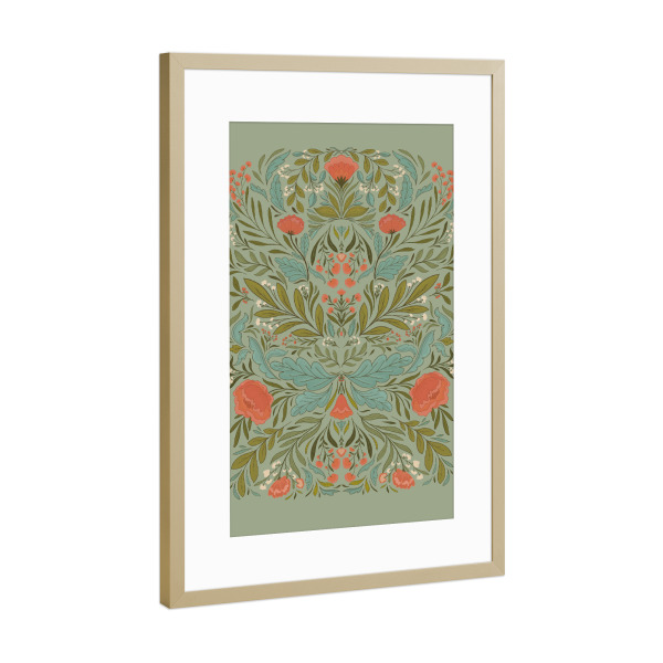 Poster mit Rahmen Gold "Mirror floral l" artboxONE - Natur,Floral