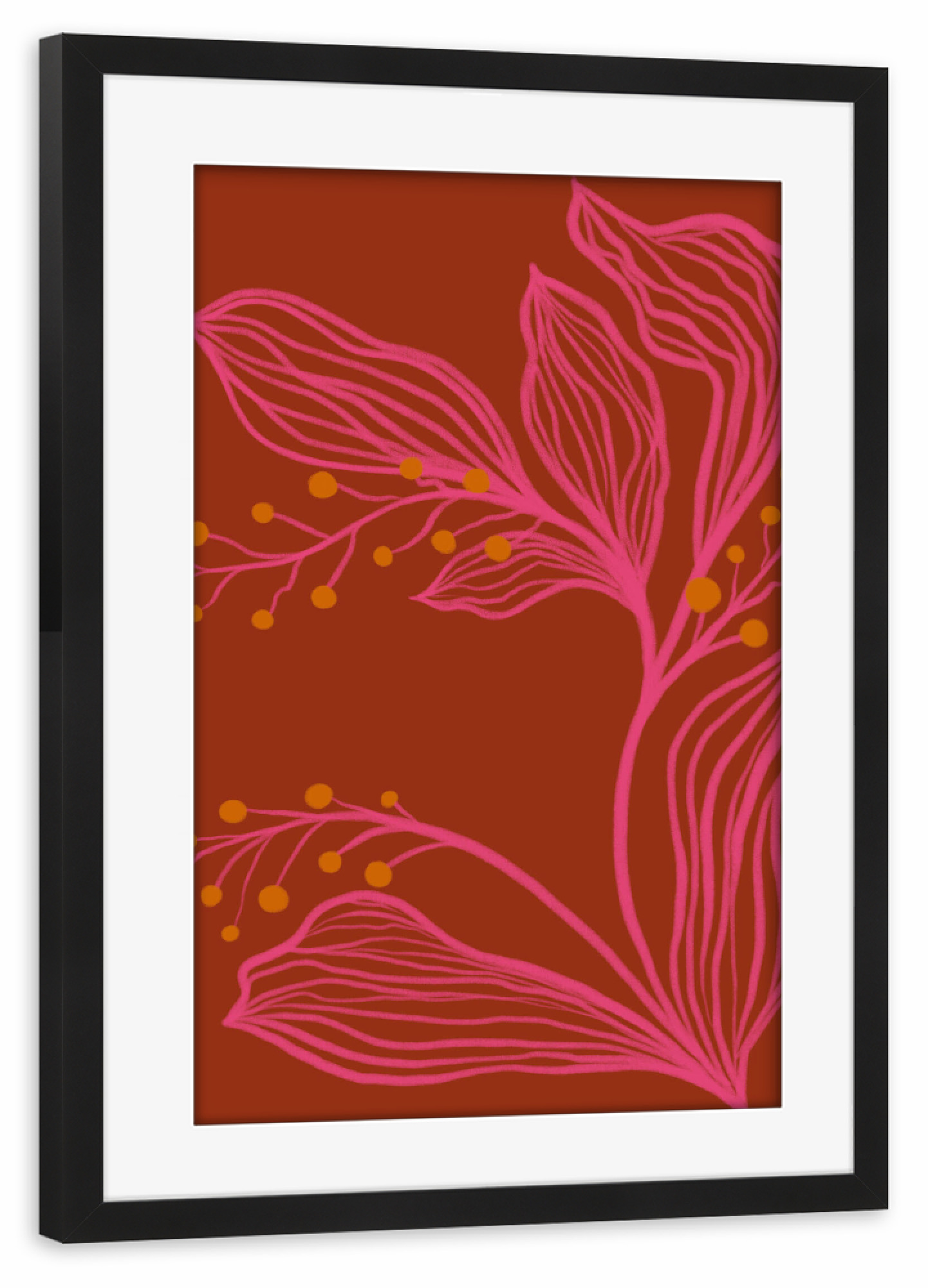 Poster mit Rahmen schwarz "Foliage bunch" artboxONE - Natur,Floral,Abstrakt