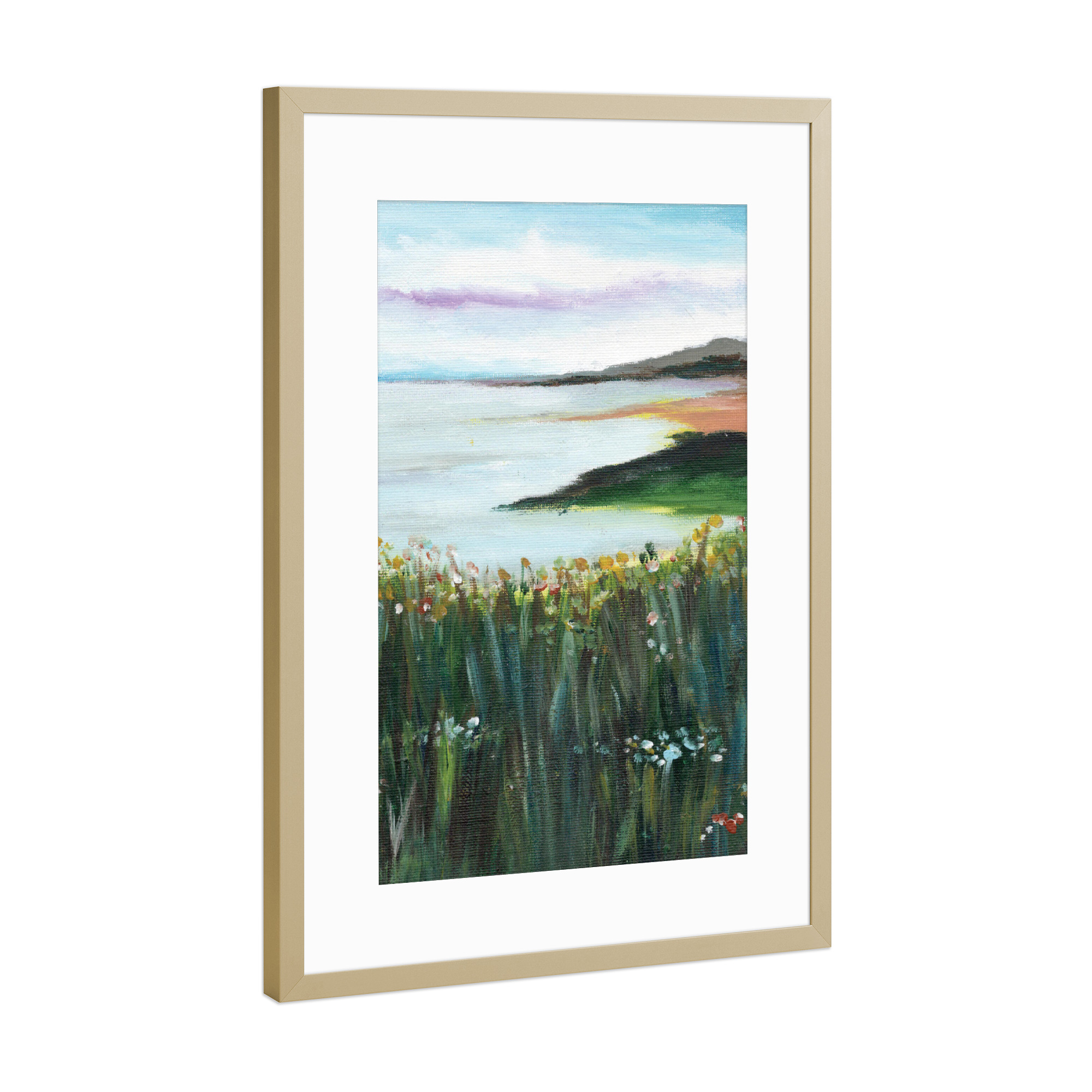 Poster mit Rahmen Gold "View l" artboxONE - Natur,Reise - Landscape painting,Wall decor,Home decor,Wall mural,Pflanzen,Landschaft