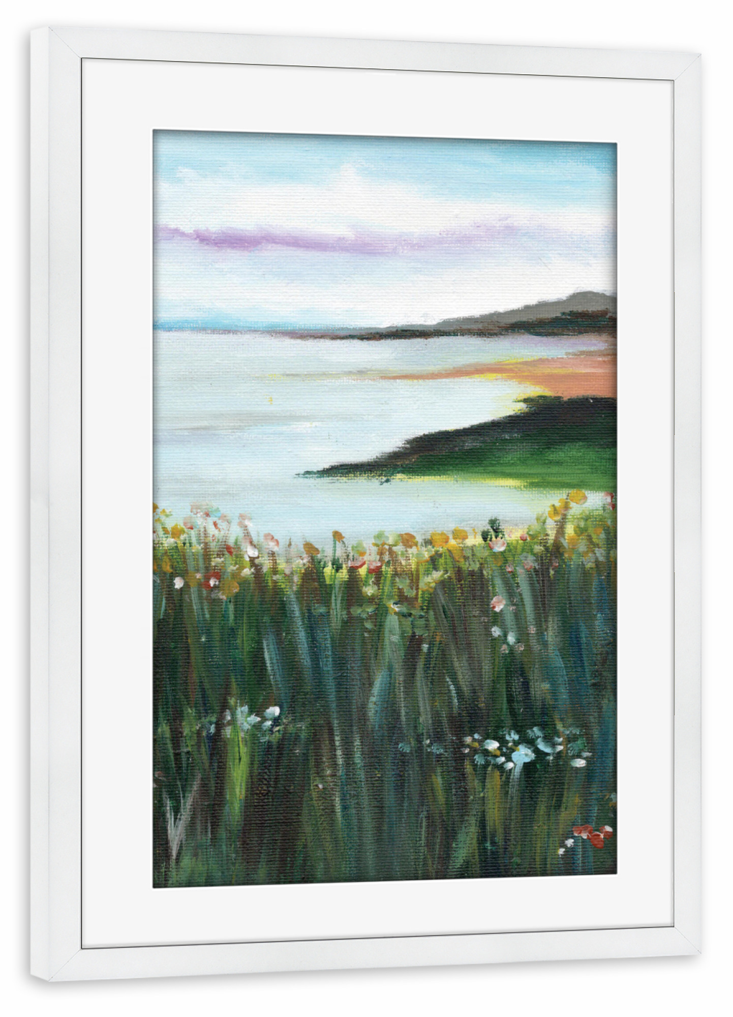 Poster mit Rahmen weiß "View l" artboxONE - Natur,Reise - Landscape painting,Wall decor,Home decor,Wall mural,Pflanzen,Landschaft