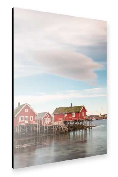Alu-Dibond "Norwegen Fischerhütten" 30x20 cm artboxONE