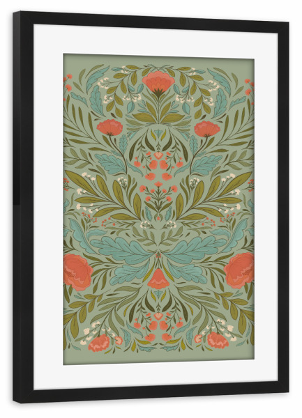 Poster mit Rahmen schwarz "Mirror floral" artboxONE - Natur,Floral,Festivals