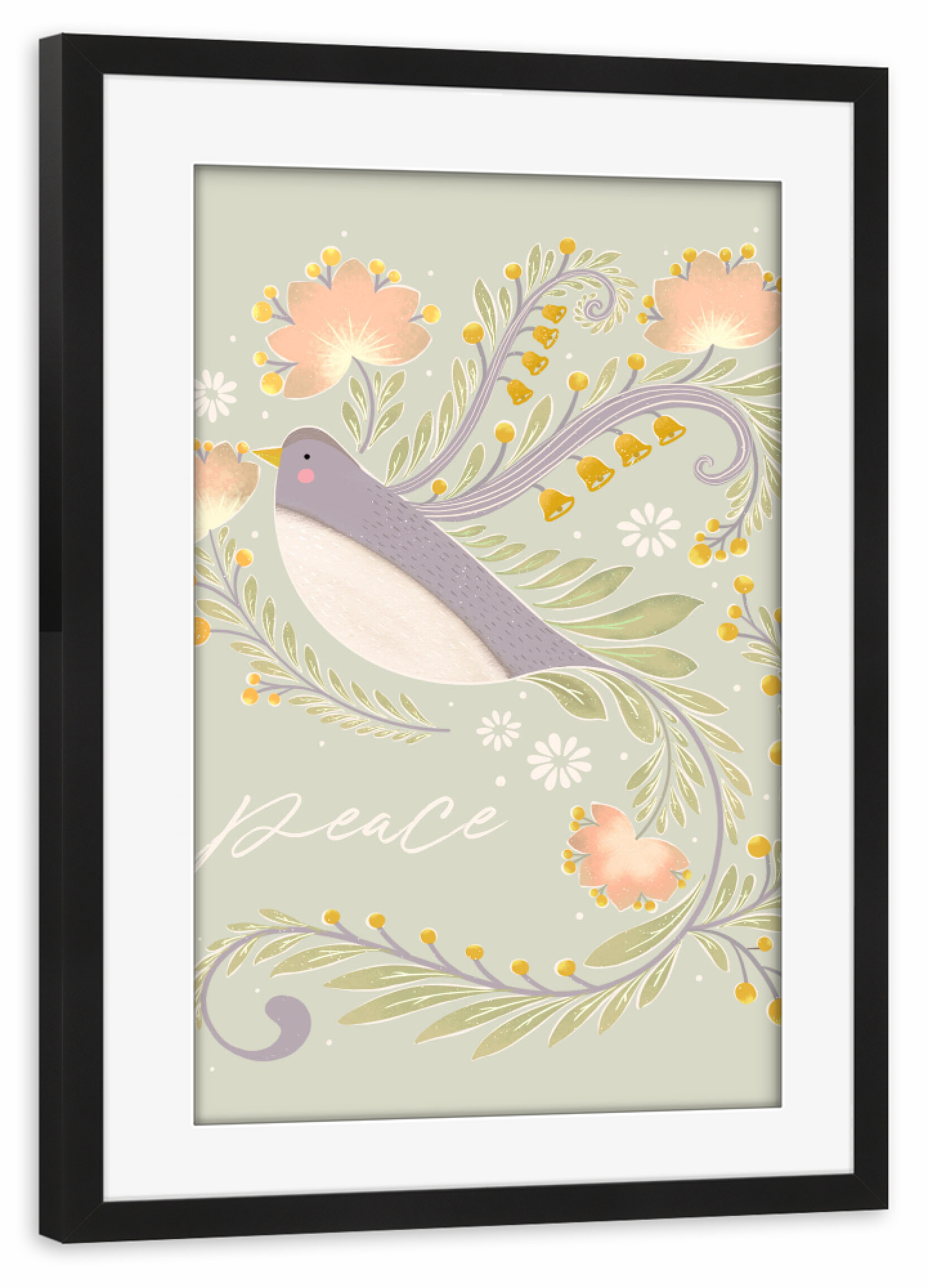 Poster mit Rahmen schwarz "Dove illustration" artboxONE - Natur,Floral,Tiere,Festivals