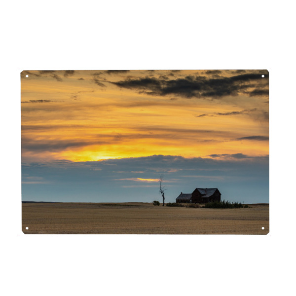 Holzbild "Verlassene Farm in der Praerie" artboxONE - Natur,Architektur