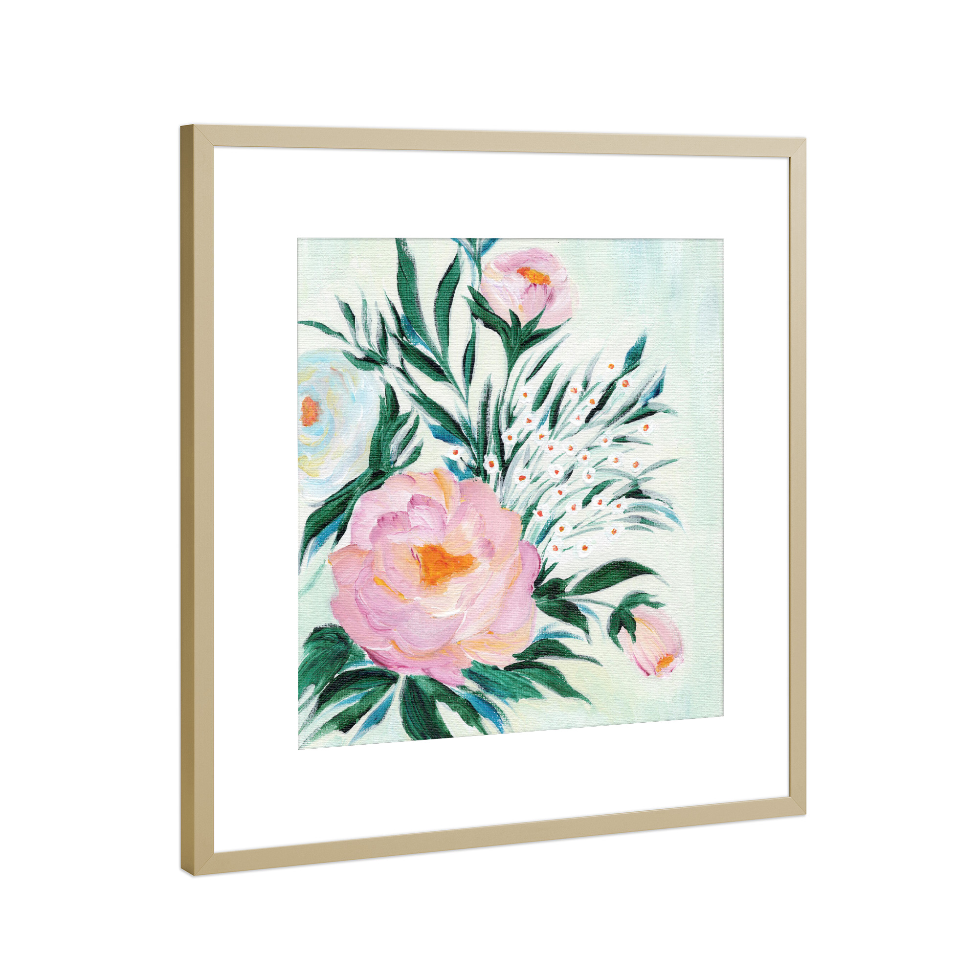 Poster mit Rahmen Gold "Rose stilllife" artboxONE - Natur,Floral,Abstrakt - Still life,Floral,Home decor,Wall decor,Interior decor,Floral decor