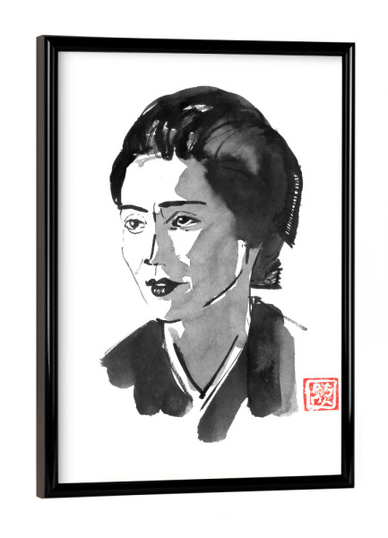 Poster mit schwarzem Rahmen "Liebhaber Geisha" artboxONE - Menschen,Liebe - Geisha,Sumie,Japan