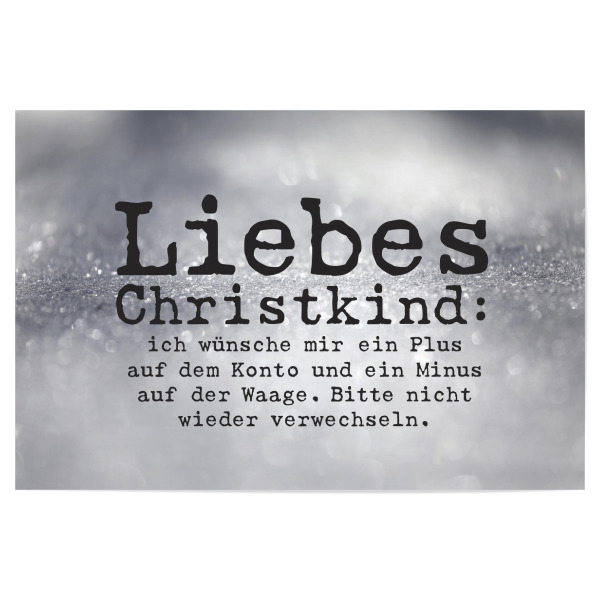 Poster "An das Christkind" artboxONE - Typografie,Weihnachten,Für Mama,Für Papa,Lustig