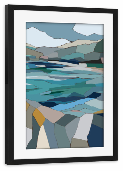 Poster mit Rahmen schwarz "Ocean view l" artboxONE - Natur,Abstrakt,Geometrie