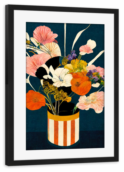 Poster mit Rahmen schwarz "Flowers At Night" artboxONE - Natur,Abstrakt,Für Mama