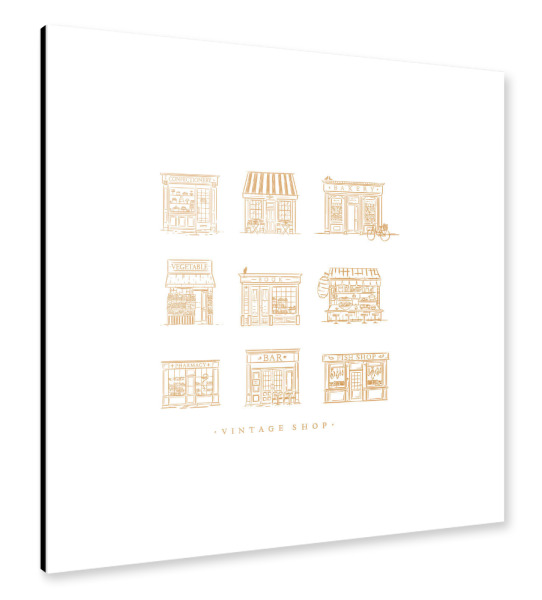 Alu-Dibond "Vintage-Läden beige" 30x30 cm artboxONE