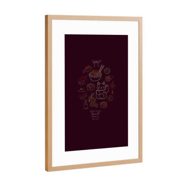 Poster mit Rahmen Kupfer "Asiatisches Essen rot" artboxONE - Reise,Essen & Trinken
