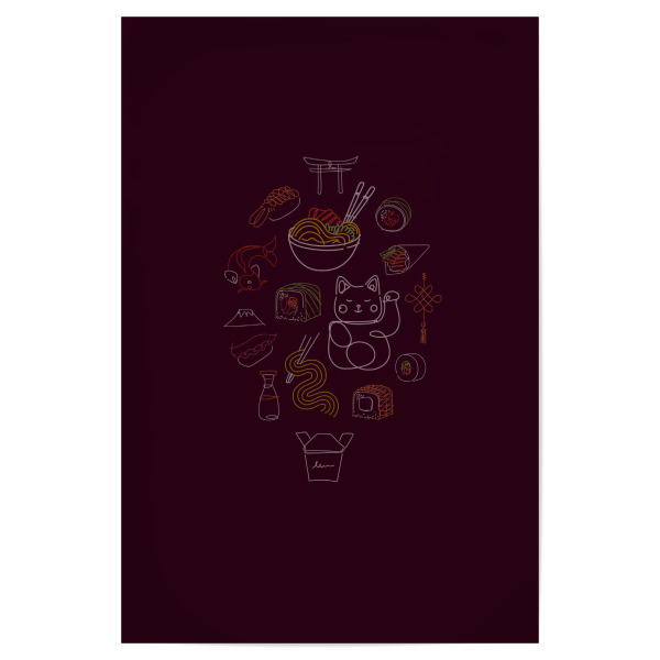 Poster "Asiatisches Essen rot" artboxONE - Reise,Essen & Trinken