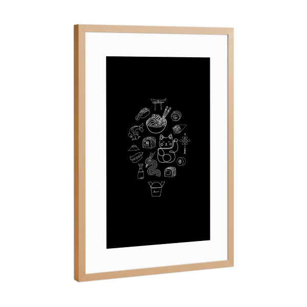 Poster mit Rahmen Kupfer "Asiatisches Essen dunkel" artboxONE - Reise,Essen & Trinken
