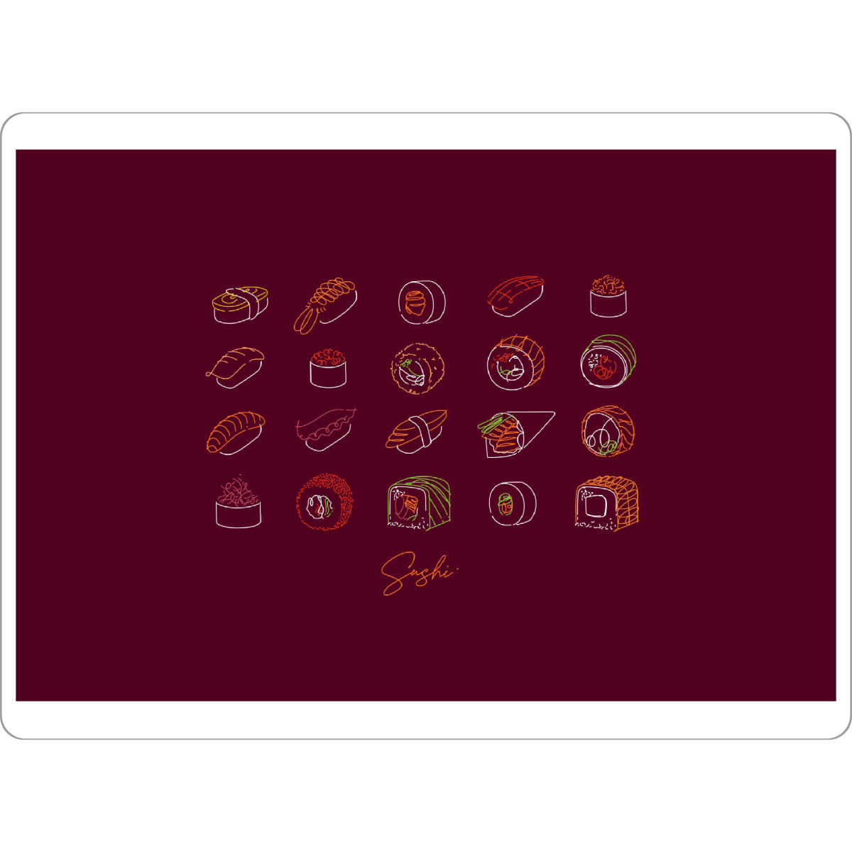 Tischset "Sushi-Set Neon-Stil dunkelrot" artboxONE - Essen & Trinken