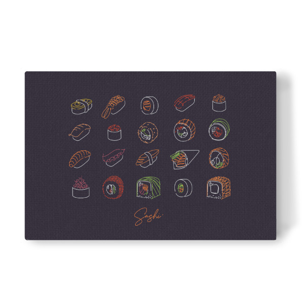Leinwandbild "Sushi-Set im Neon-Stil dunkel" artboxONE - Essen & Trinken