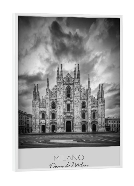 Poster mit weißem Rahmen "Im Fokus: MAILAND Mailänder Dom" artboxONE - Schwarzweiß,Architektur,Städte / Mailand