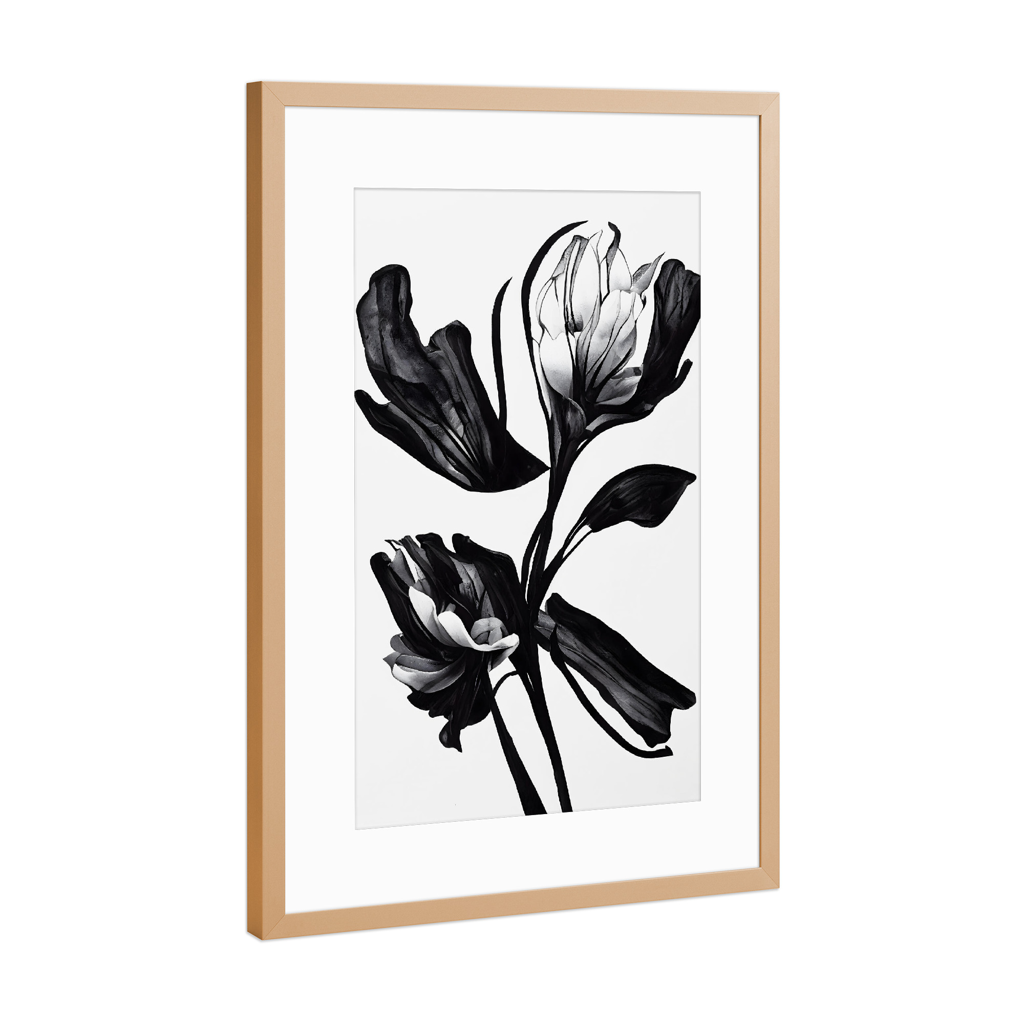 Poster mit Rahmen Kupfer "Black Flower" artboxONE - Natur,Floral,Für Mama,Für Papa