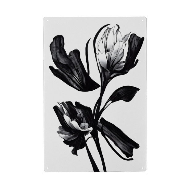 Holzbild "Black Flower" artboxONE - Natur,Floral,Für Mama,Für Papa - Blume,Blumen,Floral,Filigran,Schwarz,Weiss,Schwarzweiß,Schlicht,Tulpe