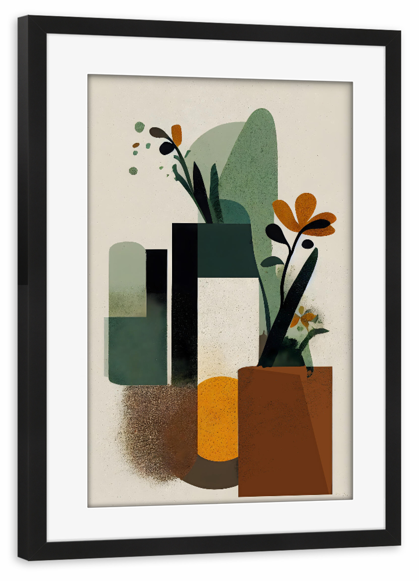 Poster mit Rahmen schwarz "Geometric Vases" artboxONE - Floral,Abstrakt,Geometrie,Für Mama - Blume,Blumen,Vase,Abstrakt,Geometrie,Struktur,Formen