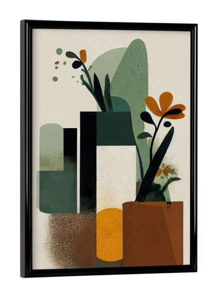 Poster mit schwarzem Rahmen "Geometric Vases" artboxONE - Floral,Abstrakt,Geometrie,Für Mama - Blume,Blumen,Vase,Abstrakt,Geometrie,Struktur,Formen