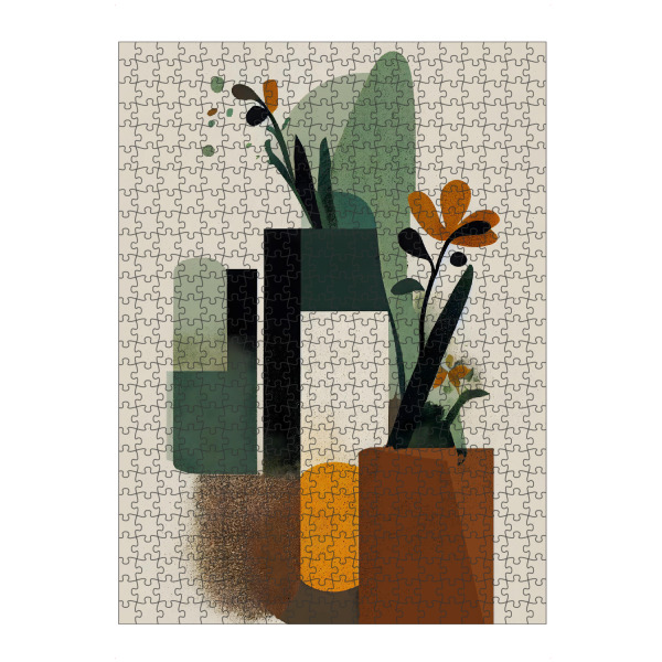 Puzzle Ravensburger "Geometric Vases" artboxONE - Floral,Abstrakt,Geometrie,Für Mama - Blume,Blumen,Vase,Abstrakt,Geometrie,Struktur,Formen