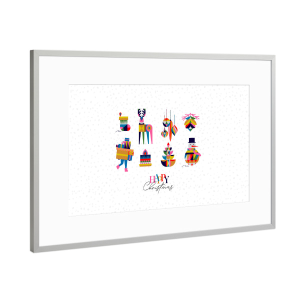 Poster mit Rahmen Silber "Weihnachtssymbole Hirsch" artboxONE - Tiere,Abstrakt,Geometrie,Weihnachten